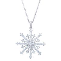 Macy's Silver Plated Cubic Zirconia Snowflake Pendant Necklace