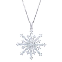 Macys Silver Plated Cubic Zirconia Snowflake Pendant Necklace Deals