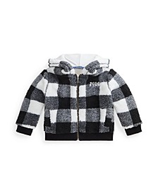 Toddler Girls Checked Faux-Shearling Full-Zip Hoodie