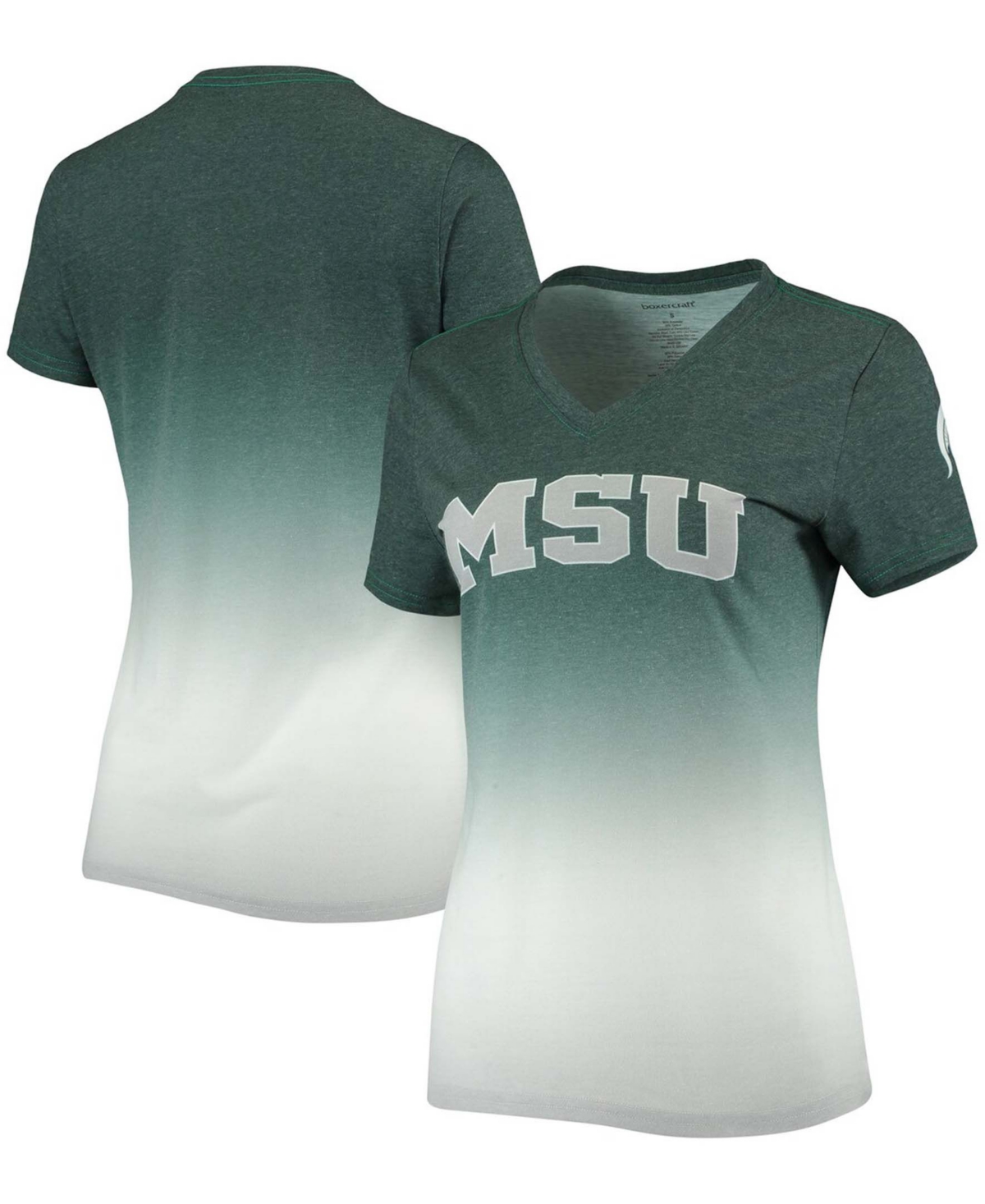 Women's Heather Green Michigan State Spartans Ombre V-Neck T-shirt - Heather Green