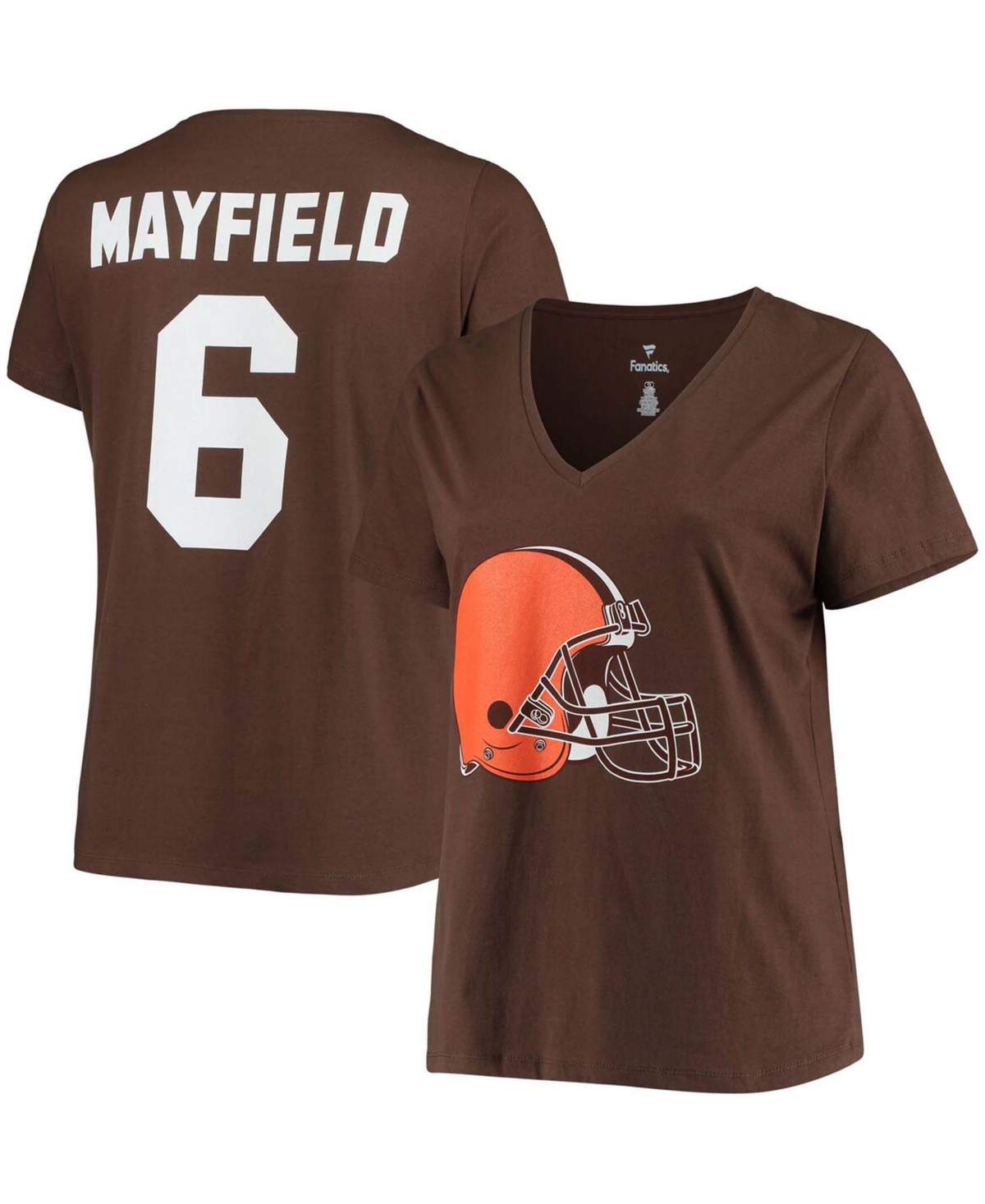 Women's Baker Mayfield Brown Cleveland Browns Name and Number V-Neck T-shirt - Brown
