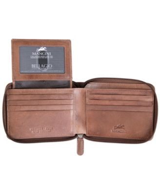 Men's Bellagio Collection Zippered Bifold Wallet with Removable Pass Case