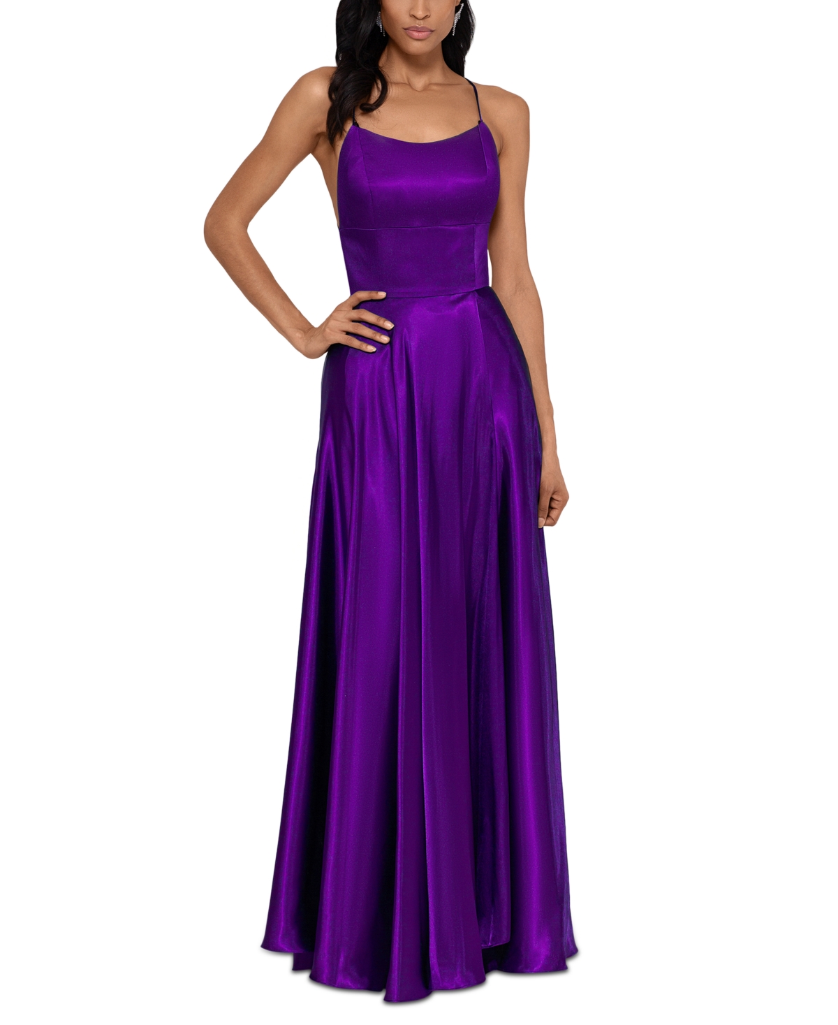 Betsy Adam Sleeveless Tie Back Gown In Orchid Perfume Modesens