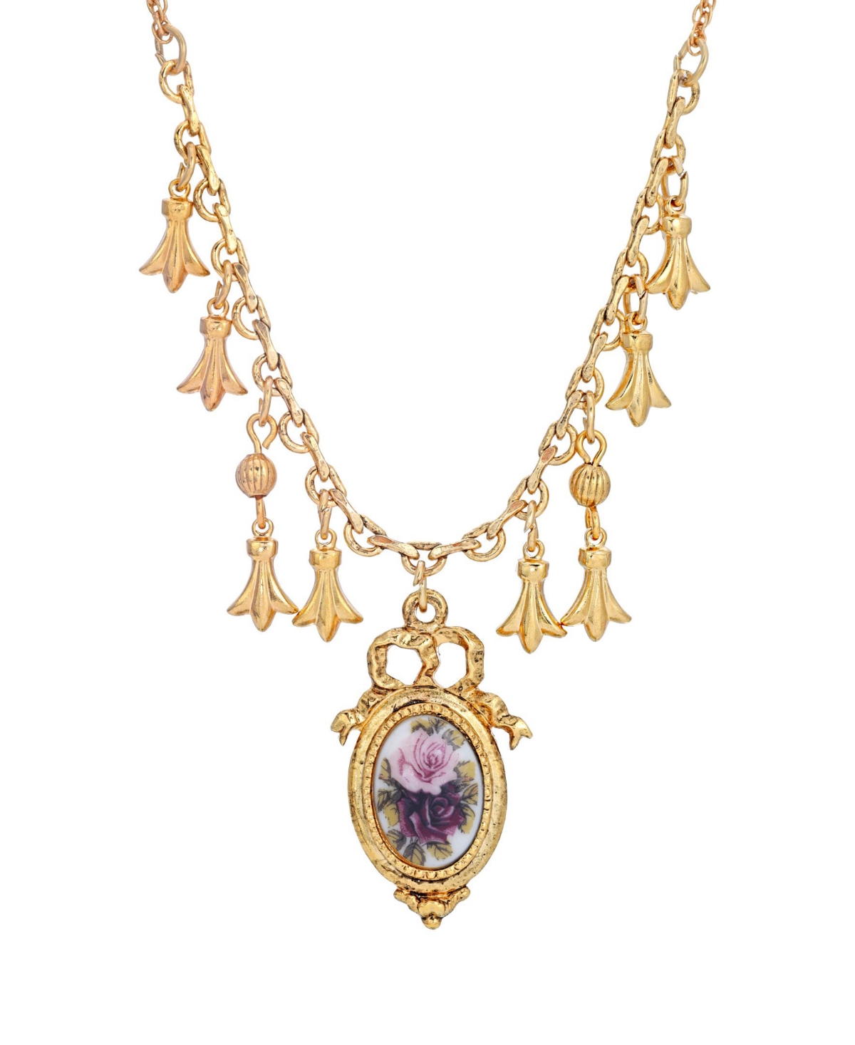 2028 Gold-tone Manor House Drop Necklace In Purple