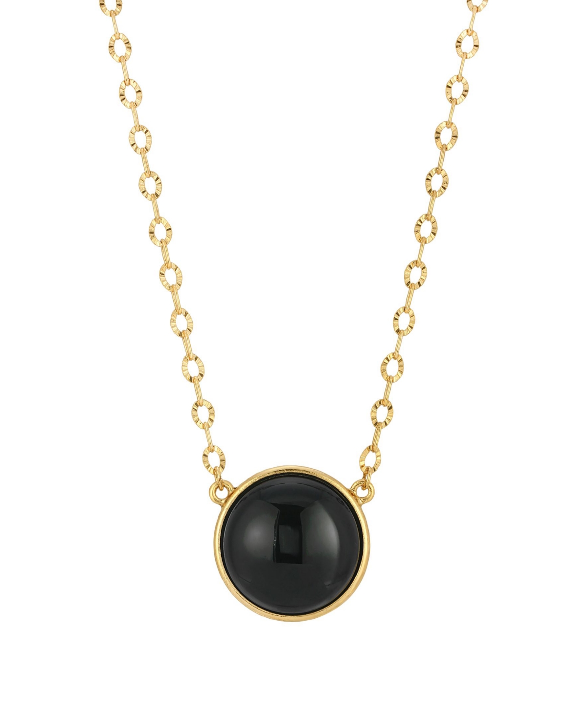2028 Gold-tone Onyx Stone Necklace In Black