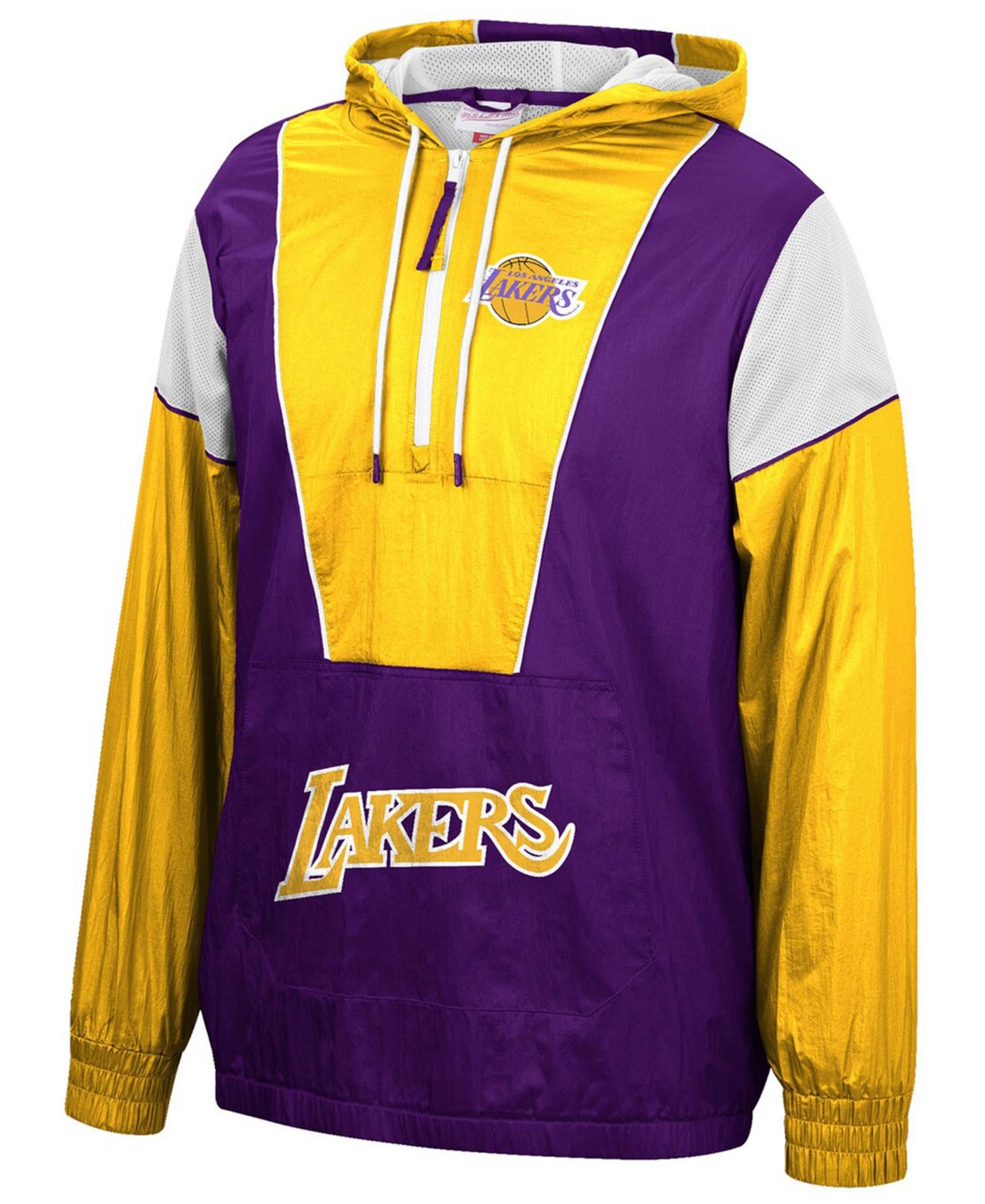 Mitchell & Ness Men's Purple, Gold Los Angeles Lakers Hardwood Classics Highlight Reel Windbreaker Half-zip Hoodie J In Purple