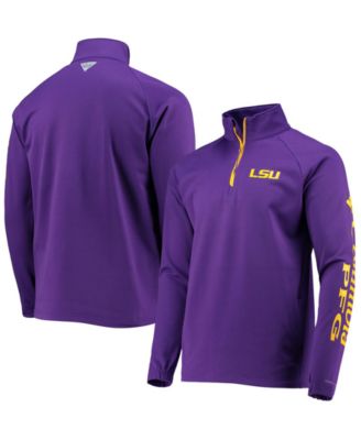 Men's LSU Tigers Terminal Tackle Fleece Raglan Omni-Shade Quarter-Zip Jacket