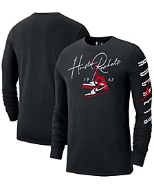 Brand Men's Black Houston Rockets Statement Edition Signature Laces Long Sleeve T-Shirt