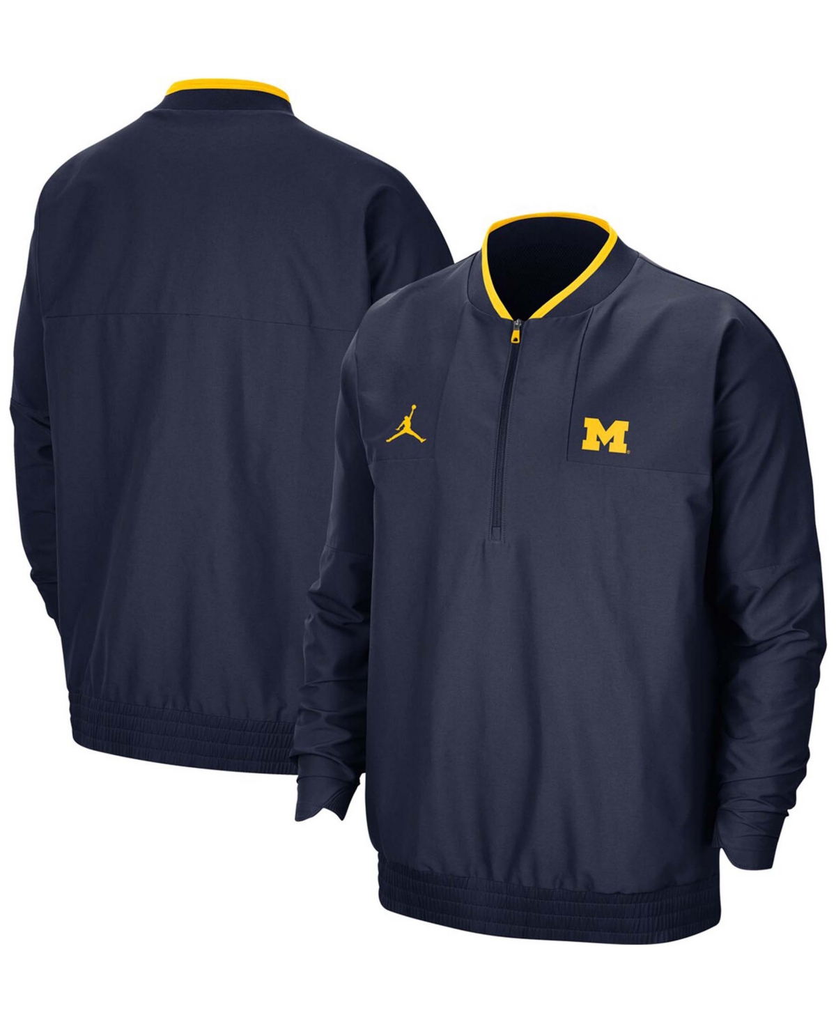 Shop Jordan Men's Michigan Wolverines 2021 Coach Half-zip Jacket In Clgnvy,amr