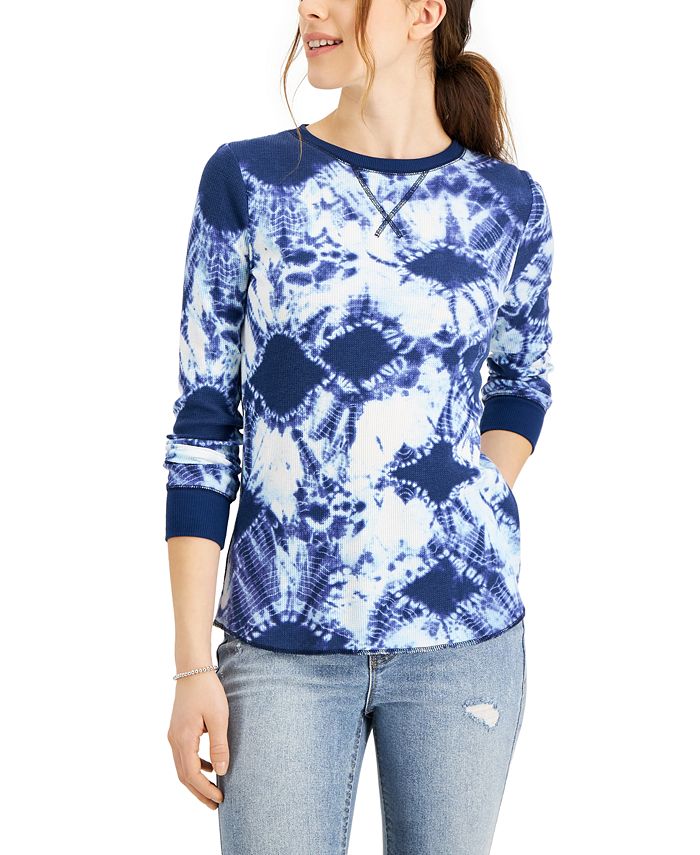 Waffle Knit Floral Crewneck Top Macys Women Clothing Sweaters Sweatshirts 