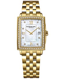 Women's Swiss Toccata Diamond (1/4 ct. t.w.) Gold PVD Stainless Steel Bracelet Watch 23x35mm