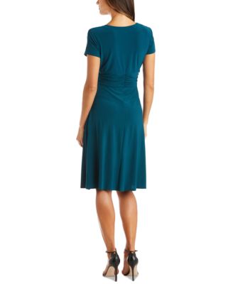 R&M Richards Short-Sleeve Faux-Wrap Dress