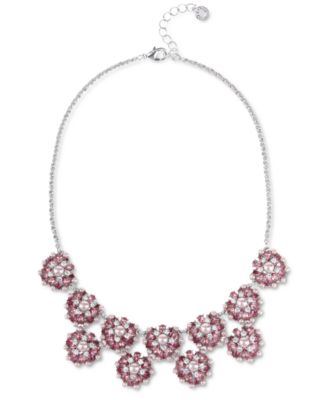 Photo 1 of Charter Club Silver-Tone Pink Imitation Pearl & Crystal Frontal Necklace, 17" + 2" extender,