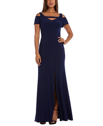 R & M Richards Nightway Petite Cold-Shoulder Keyhole Gown - Macy's