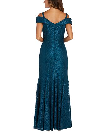 R & M Richards Off-The-Shoulder Petite Lace Gown & Reviews - Dresses ...