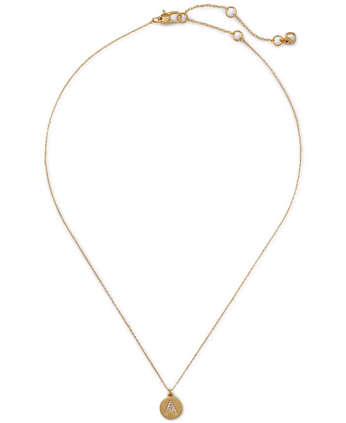 kate spade new york Gold-Tone Pavé Initial Mini Pendant Necklace, 16