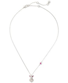 Silver-Tone Cubic Zirconia Bunny Mini Pendant Necklace, 16" + 3" extender
