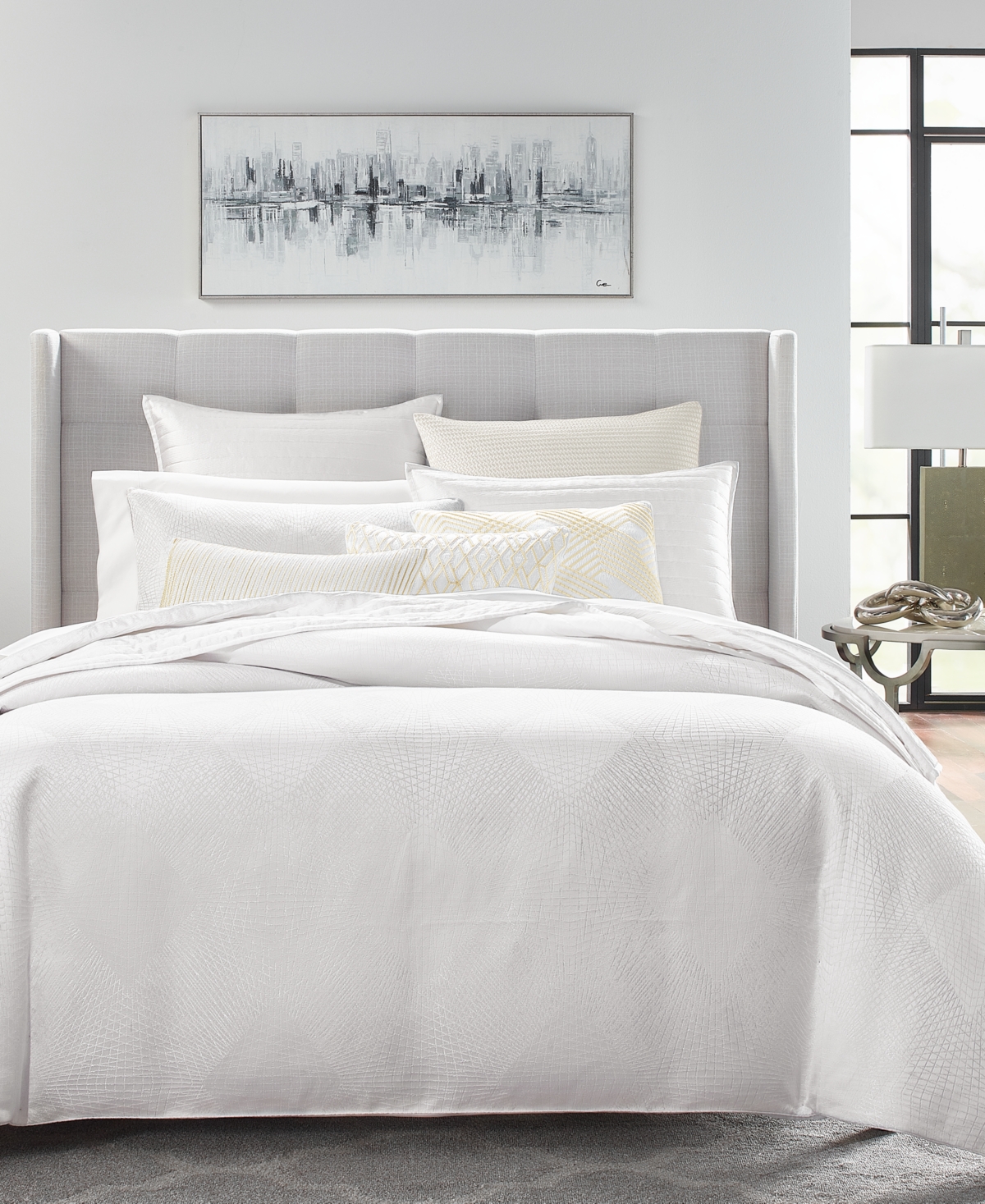 Hotel Collection Diamond Lattice 3-pc. Duvet Cover Set, Full/queen, Created For Macy's In Fresh White