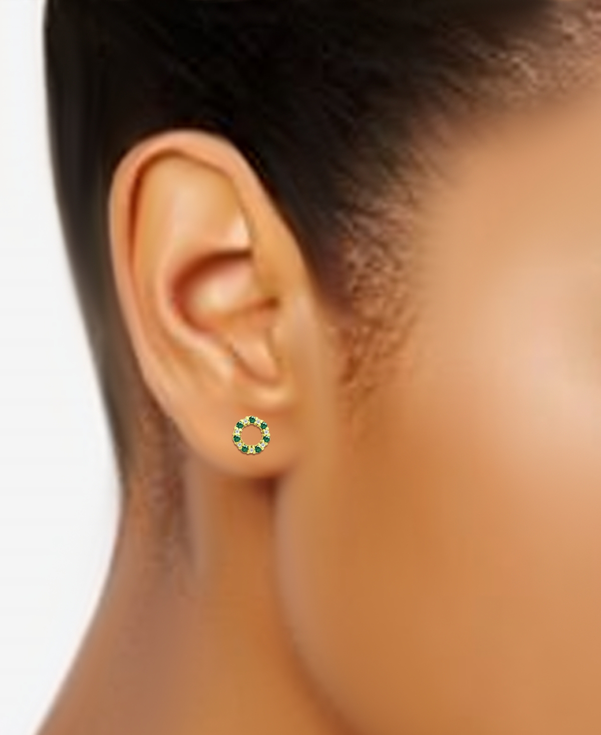Giani Bernini Lab-Grown& Cubic Zirconia Circle Stud Earrings in 18k Gold-Plated Sterling Silver, Created for Macy's - Green Quartz