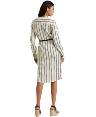 Lauren Ralph Lauren Striped Cotton Dobby Shirtdress - Macy's