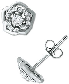 Cubic Zirconia Rose Stud Earrings in Sterling Silver, Created for Macy's