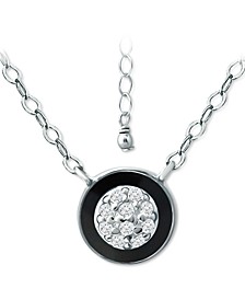 Cubic Zirconia & Enamel Circle Pendant Necklace in Sterling Silver, 16" + 2" extender, Created for Macy's
