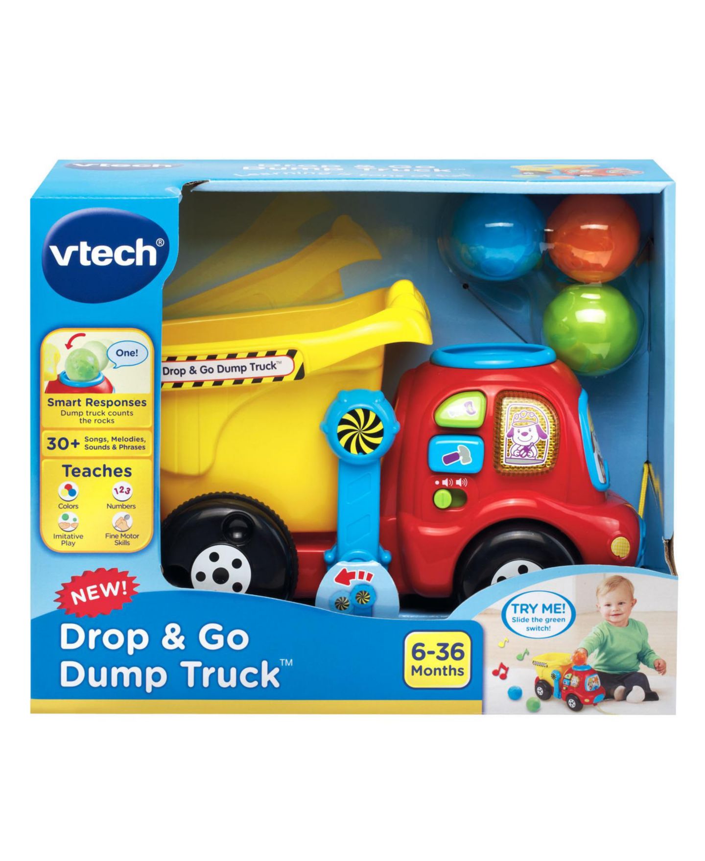 Детская игрушка VTech Drop & Go Light-Up Motor Skills Dump Truck, цвет: Разноцветный — фото 2