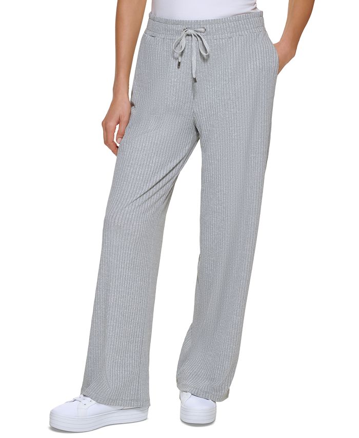Calvin Klein Rib Knit Wide Leg Pants - Macy's