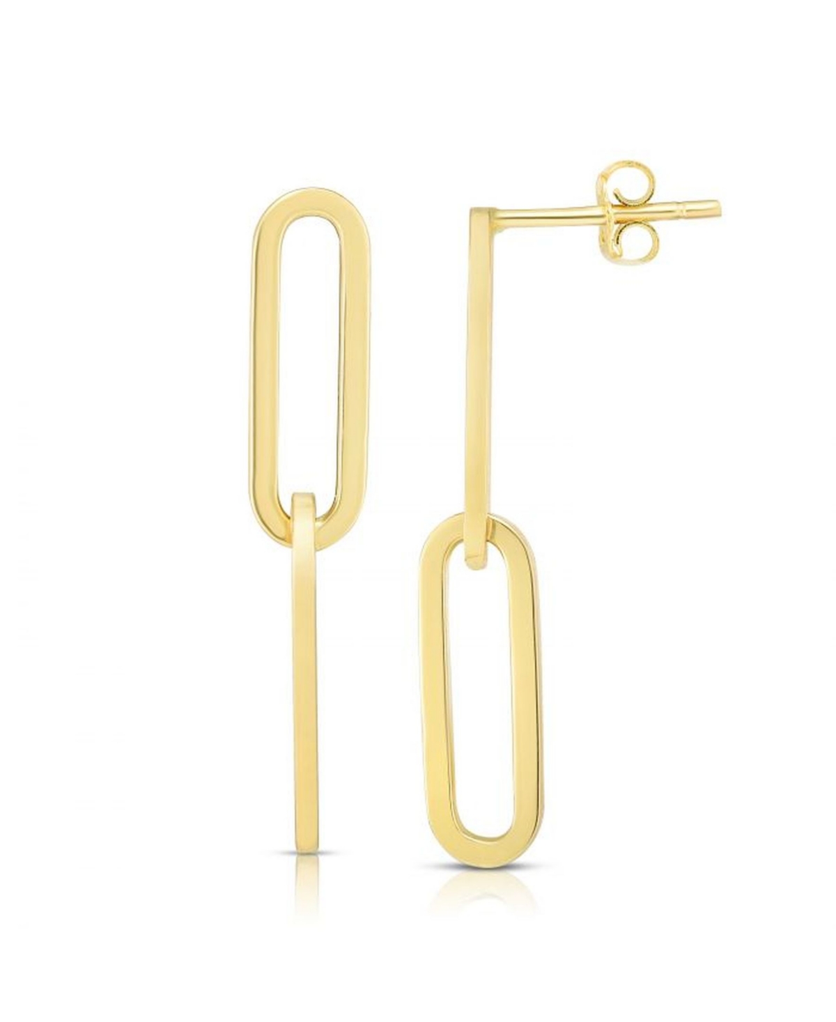 Double Link Paperclip Drop Earrings - Gold