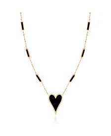 14K Yellow Gold Heart Diamond Halo Bar Necklace