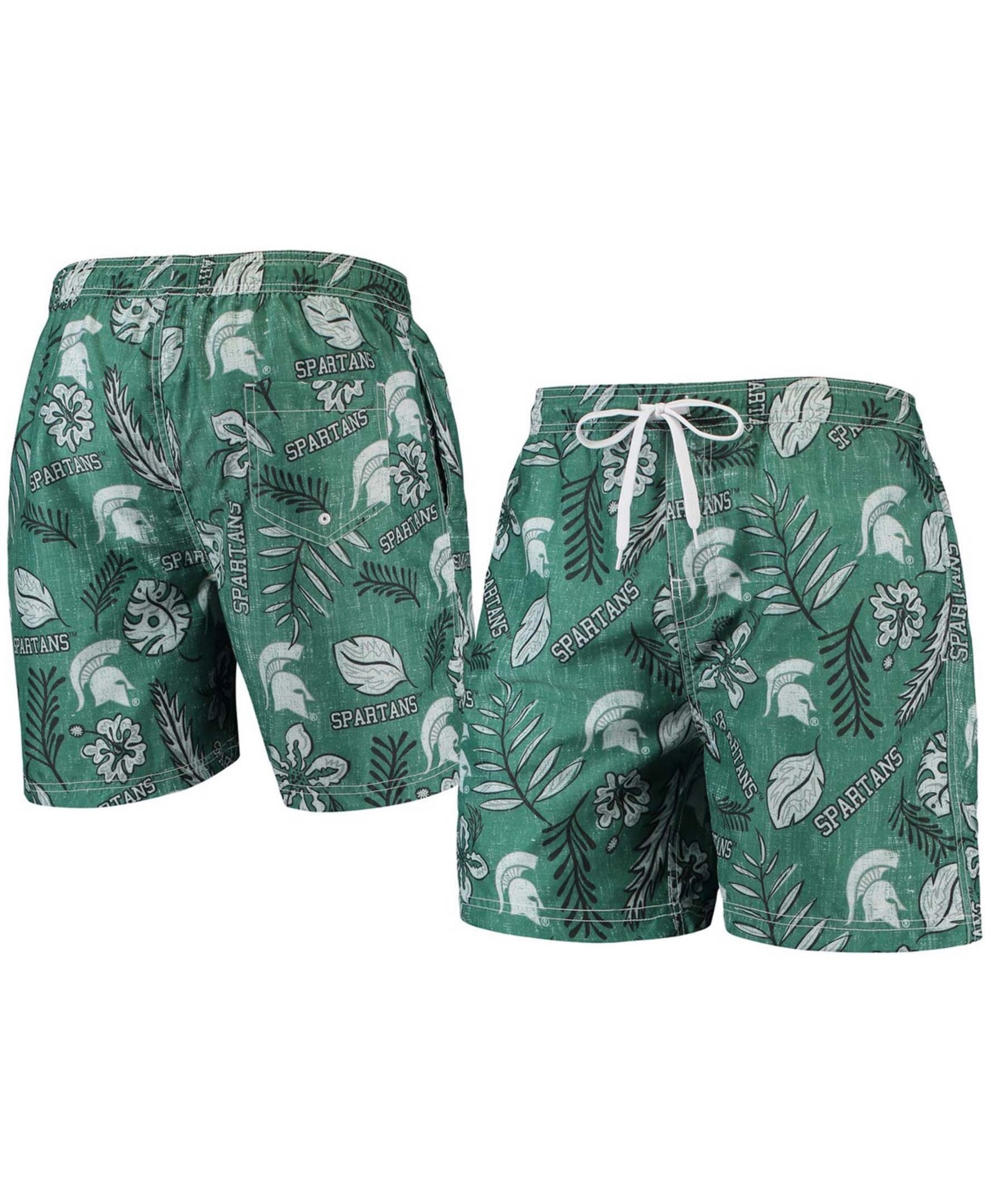 Men's Green Michigan State Spartans Vintage-Like Floral Swim Trunks - Green