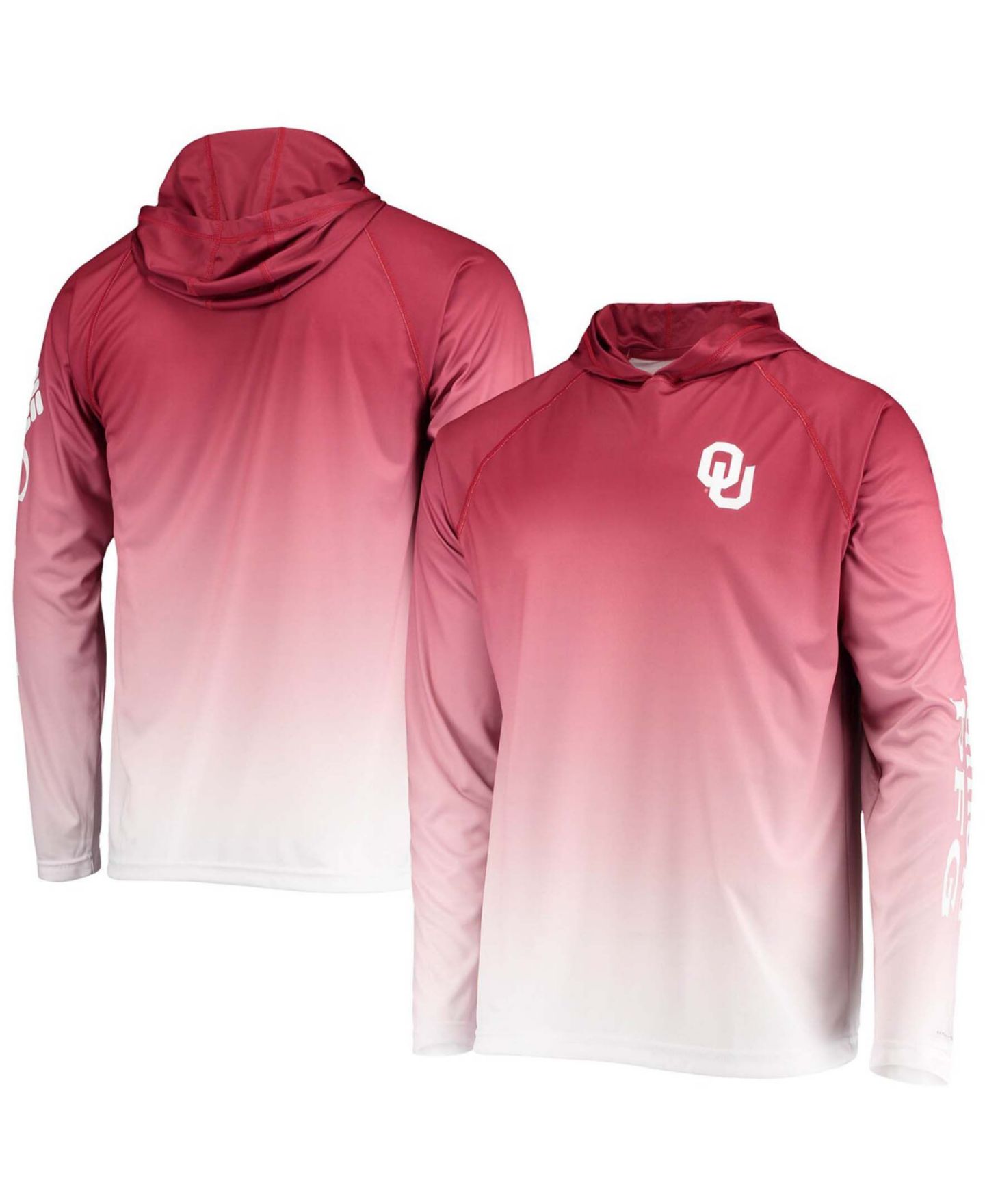 Мужская футболка Columbia Crimson Oklahoma Sooners Terminal Tackle Omni-Shade UPF 50 Long Sleeve Hooded — фото 1