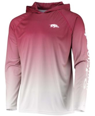 Men's Cardinal Arkansas Razorbacks Terminal Tackle Omni-Shade UPF 50 Long Sleeve Hooded T-shirt