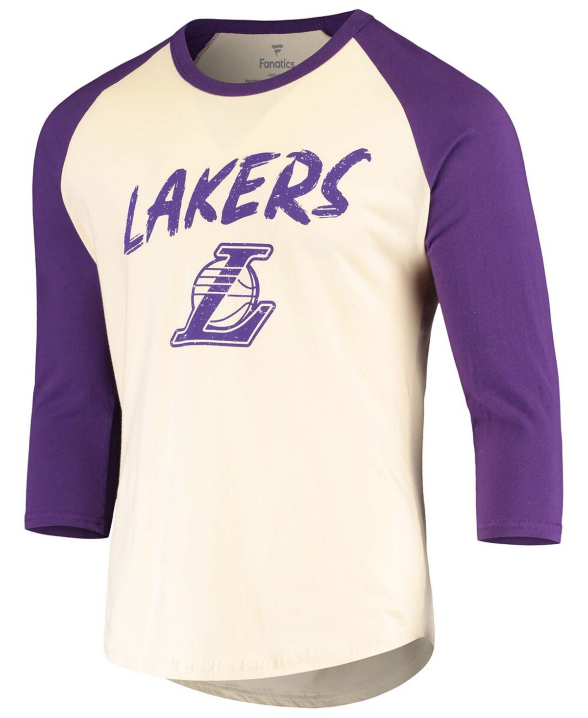 Men's LeBron Jamesand Purple Los Angeles Lakers Raglan 3/4 Sleeve T-shirt - Cream, Purple