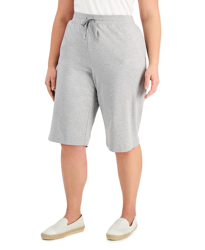 Karen Scott Plus Size Drawstring Skimmer Shorts, Created for Macy's ...