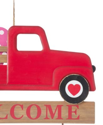 24" Metal and Wooden Valentine's Truck Yard Stake or Hanging Sign