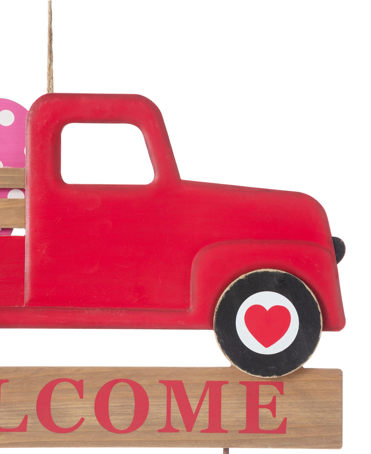 Glitzhome Metal and Wooden Valentine's Truck Yard Stake or Hanging Sign