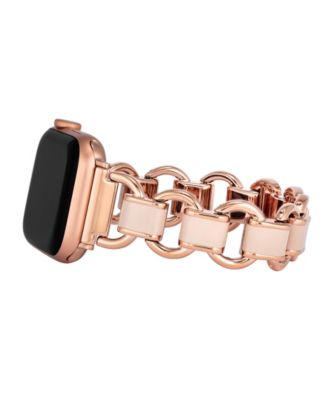 Women's Rose Gold-Tone and Blush Enamel Link Bracelet designed for Apple Watch&reg; 42mm (Series 1-3 only) & 44/45/46/49mm (Ultra & Ultra 2)