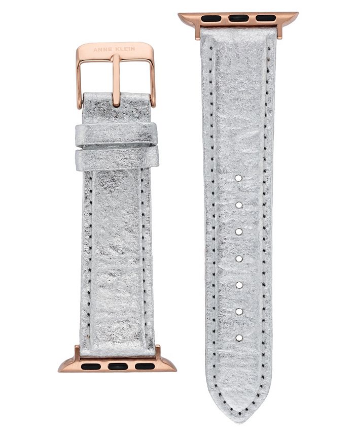 Anne Klein 38/40/41mm Apple Watch Band in Silver Renewable Pineapple Peel With Rose Gold