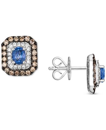 Le Vian - Blueberry Sapphire (3/4 ct. t.w.) & Diamond (5/8 ct. t.w.) Halo Stud Earrings in 14k White Gold