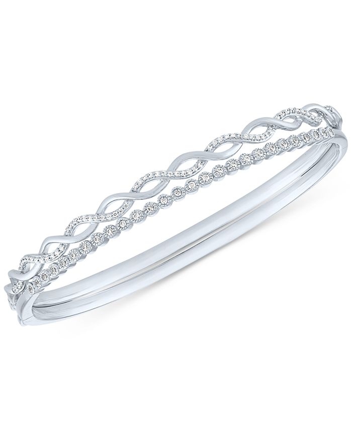 Macy's 2Pc. Set Diamond Bangle Bracelets (1/3 ct. t.w.) in Sterling