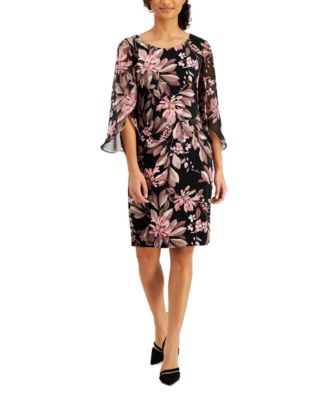 Connected - Cape-Sleeve Sheath Dress