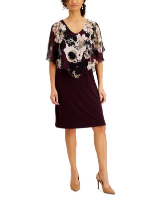 Connected Capelet-Overlay Sheath Dress - Macy's