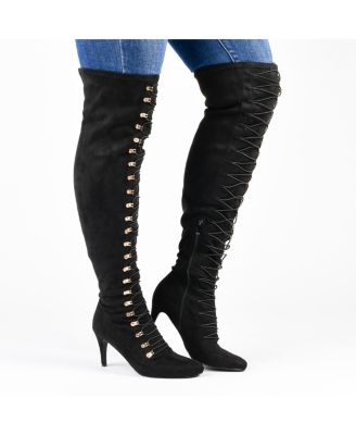 Women's Trill Wide Calf Lace Up Over The Knee Dress Boots