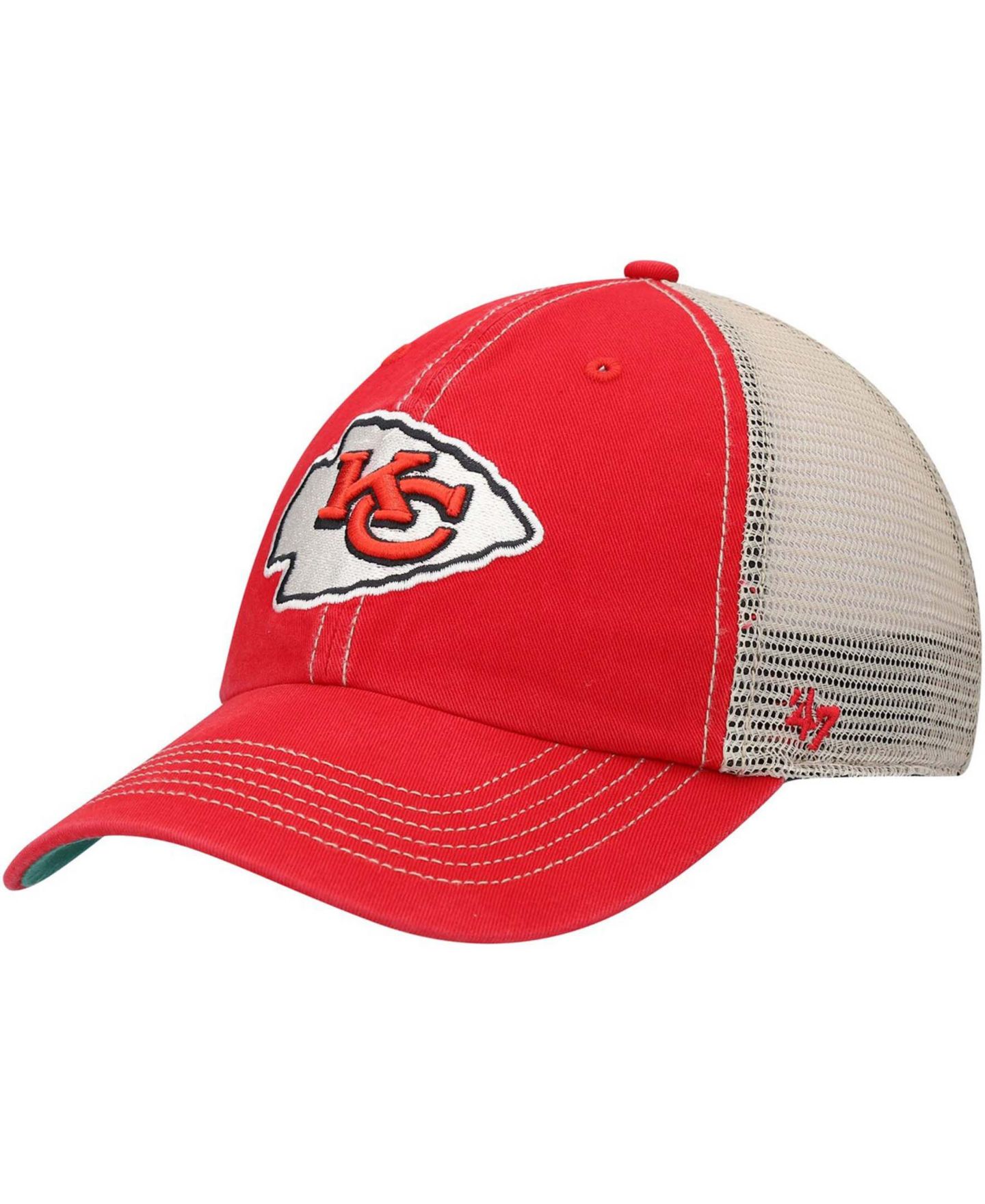 Мужская кепка '47 Brand Red, Natural Kansas City Chiefs Trawler Trucker Clean Up Snapback Hat — фото 2