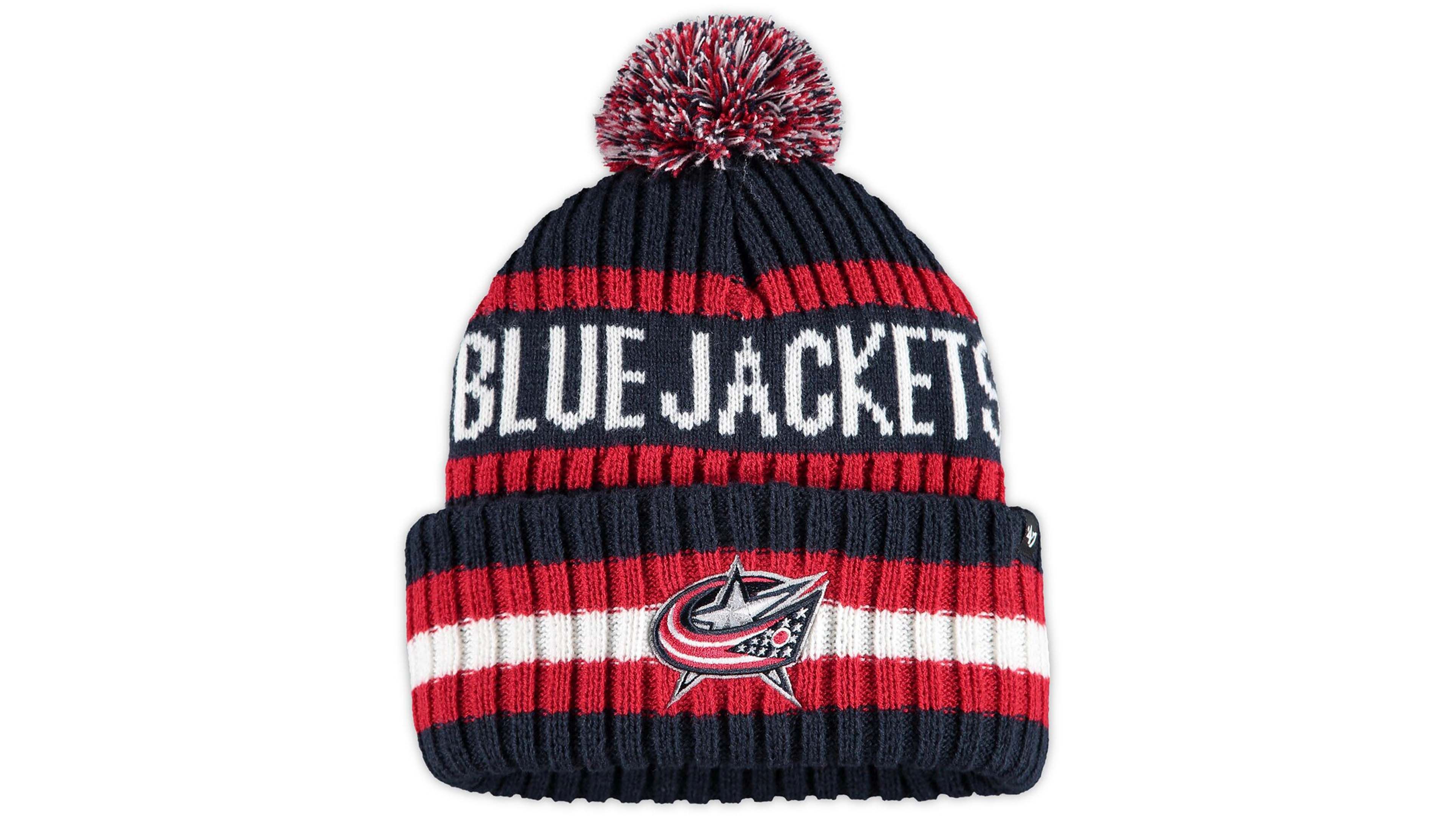 Men's Navy Columbus Blue Jackets Bering Cuffed Knit Hat with Pom