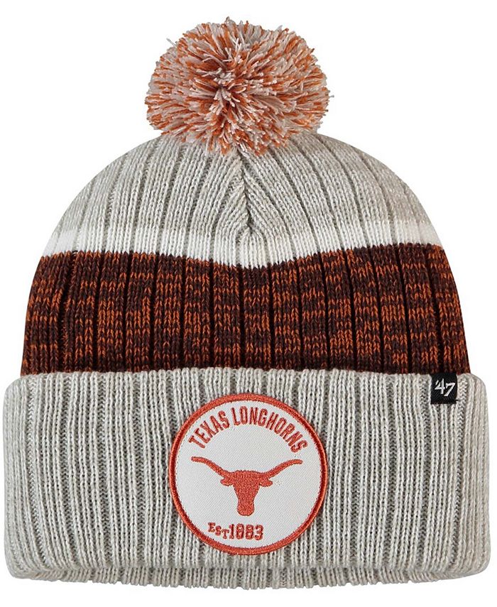 '47 Brand Men's Gray Texas Longhorns Holcomb Cuffed Knit Hat with Pom ...