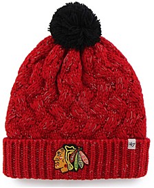 Women's Red Chicago Blackhawks Fiona Cuffed Knit Hat with Pom