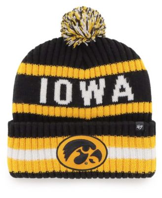 Men's Black Iowa Hawkeyes Bering Cuffed Knit Hat with Pom