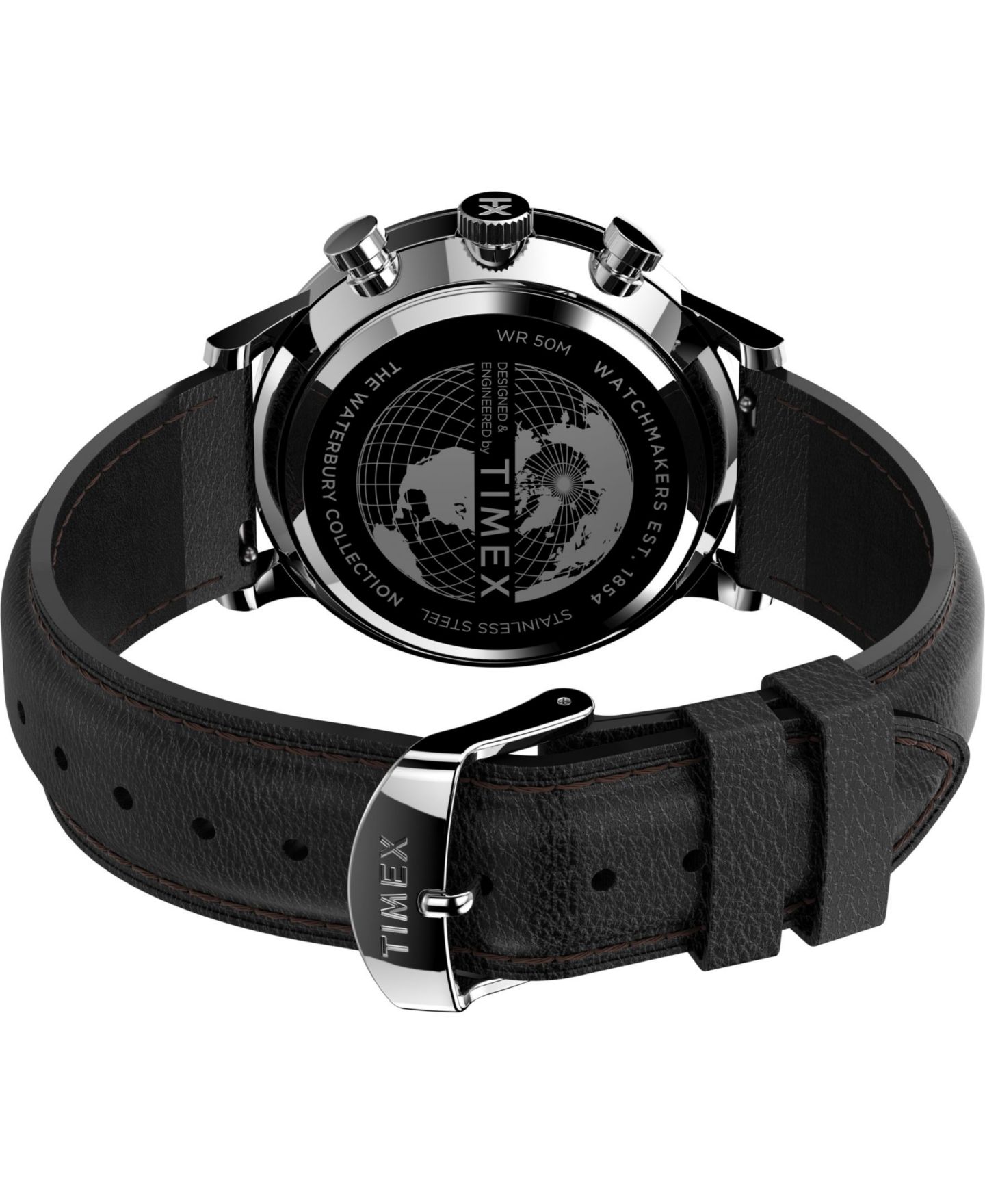 Мужские часы Timex Waterbury Black Leather Strap Watch 40 mm — фото 5